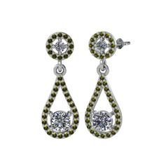 Montezuma Küpe - Pırlanta ve peridot 8 ayar beyaz altın küpe (2 karat) #1h17r54