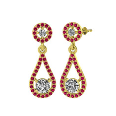 Montezuma Küpe - Beyaz zirkon ve rodolit garnet 925 ayar altın kaplama gümüş küpe #1ityqnb