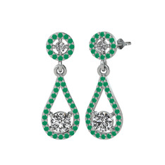 Montezuma Küpe - Swarovski ve kök zümrüt 18 ayar beyaz altın küpe #1lrmxay