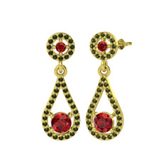 Montezuma Küpe - Garnet ve peridot 18 ayar altın küpe #1n9rs0w