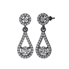 Montezuma Küpe - Swarovski ve beyaz zirkon 925 ayar siyah rodyum kaplama gümüş küpe #1o1olrq