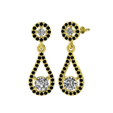 Beyaz zirkon ve siyah zirkon 925 ayar altın kaplama gümüş küpe