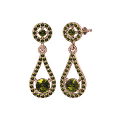 Peridot 925 ayar rose altın kaplama gümüş küpe