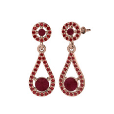 Kök yakut ve garnet 18 ayar rose altın küpe