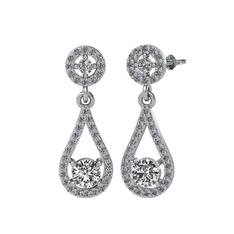 Montezuma Küpe - Beyaz zirkon ve pırlanta 18 ayar beyaz altın küpe (0.792 karat) #1shfhws