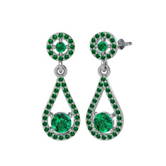 Montezuma Küpe - Yeşil kuvars 8 ayar beyaz altın küpe #1suwmww