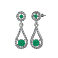 Montezuma Küpe - Kök zümrüt ve pırlanta 18 ayar beyaz altın küpe (0.792 karat) #1t4lw7f