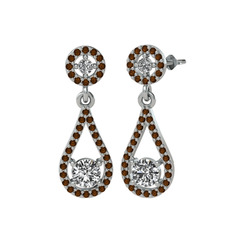 Montezuma Küpe - Swarovski ve dumanlı kuvars 18 ayar beyaz altın küpe #1u0qmkv