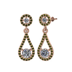 Montezuma Küpe - Pırlanta ve peridot 18 ayar rose altın küpe (2 karat) #1uy2eb9