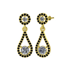 Montezuma Küpe - Pırlanta ve siyah zirkon 8 ayar altın küpe (2 karat) #1w04lai