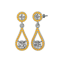 Montezuma Küpe - Swarovski ve sitrin 925 ayar gümüş küpe #1xtpb4h