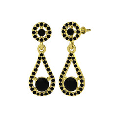 Montezuma Küpe - Siyah zirkon 925 ayar altın kaplama gümüş küpe #1ylivrv