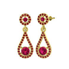 Montezuma Küpe - Rodolit garnet ve garnet 18 ayar altın küpe #1yoro94