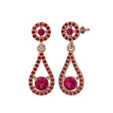 Montezuma Küpe - Rodolit garnet ve garnet 18 ayar rose altın küpe #4nuizo