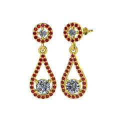 Montezuma Küpe - Pırlanta ve garnet 8 ayar altın küpe (2 karat) #5gunll