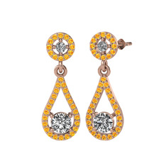 Swarovski ve sitrin 925 ayar rose altın kaplama gümüş küpe