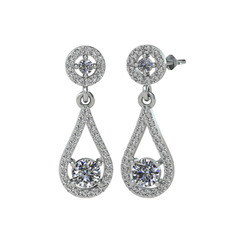 Pırlanta ve swarovski 18 ayar beyaz altın küpe (2 karat)