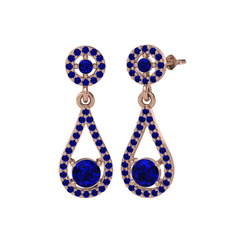 Lab safir 925 ayar rose altın kaplama gümüş küpe