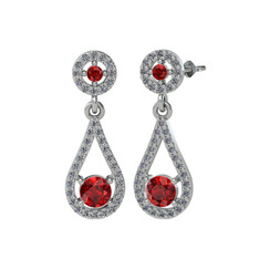 Montezuma Küpe - Garnet ve pırlanta 14 ayar beyaz altın küpe (0.792 karat) #cxynhj