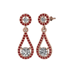 Montezuma Küpe - Swarovski ve garnet 925 ayar rose altın kaplama gümüş küpe #dsute7