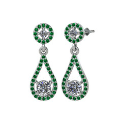 Montezuma Küpe - Pırlanta ve yeşil kuvars 14 ayar beyaz altın küpe (2 karat) #f2dyov