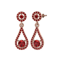 Garnet 14 ayar rose altın küpe