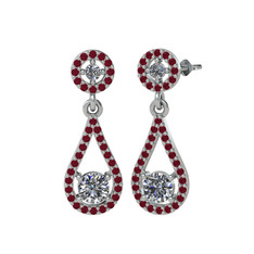 Montezuma Küpe - Pırlanta ve kök yakut 18 ayar beyaz altın küpe (2 karat) #gv2vv6