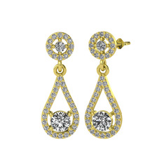 Montezuma Küpe - Swarovski ve beyaz zirkon 14 ayar altın küpe #i51j7w