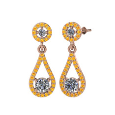 Montezuma Küpe - Pırlanta ve sitrin 8 ayar rose altın küpe (2 karat) #jx4fwk