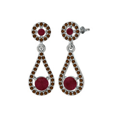 Montezuma Küpe - Kök yakut ve dumanlı kuvars 925 ayar gümüş küpe #kfb3tp