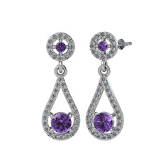 Montezuma Küpe - Ametist ve pırlanta 925 ayar gümüş küpe (0.792 karat) #l3lhha