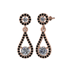 Montezuma Küpe - Pırlanta ve siyah zirkon 18 ayar rose altın küpe (2 karat) #mrqvj6