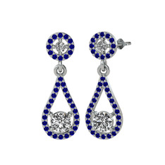 Montezuma Küpe - Swarovski ve lab safir 8 ayar beyaz altın küpe #n9gcf4