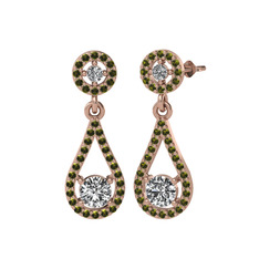 Montezuma Küpe - Beyaz zirkon ve peridot 18 ayar rose altın küpe #ngkrx9