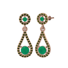 Montezuma Küpe - Kök zümrüt ve peridot 18 ayar rose altın küpe #nyagsa