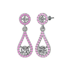 Swarovski ve pembe kuvars 925 ayar gümüş küpe