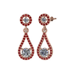 Montezuma Küpe - Pırlanta ve garnet 925 ayar rose altın kaplama gümüş küpe (2 karat) #rxtmy7