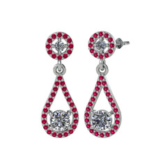 Montezuma Küpe - Pırlanta ve rodolit garnet 8 ayar beyaz altın küpe (2 karat) #sn33rq