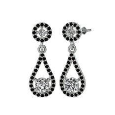 Montezuma Küpe - Swarovski ve siyah zirkon 14 ayar beyaz altın küpe #sw8ctx