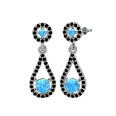 Montezuma Küpe - Akuamarin ve siyah zirkon 925 ayar gümüş küpe #uw2xfk