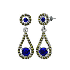 Montezuma Küpe - Lab safir ve peridot 925 ayar gümüş küpe #ychdts