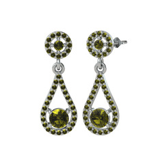 Peridot 8 ayar beyaz altın küpe