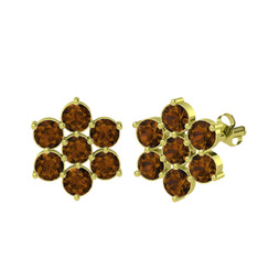 Pansy Çiçek Küpe - Dumanlı kuvars 8 ayar altın küpe #184nsya