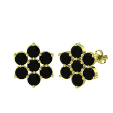 Pansy Çiçek Küpe - Siyah zirkon 14 ayar altın küpe #1nudg71