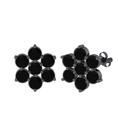 Pansy Çiçek Küpe - Siyah zirkon 925 ayar siyah rodyum kaplama gümüş küpe #1pmg6xi