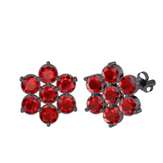 Garnet 925 ayar siyah rodyum kaplama gümüş küpe