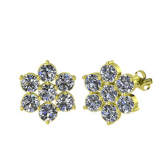 Pansy Çiçek Küpe - Swarovski 18 ayar altın küpe #fom8ki