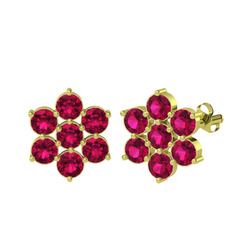 Pansy Çiçek Küpe - Rodolit garnet 14 ayar altın küpe #gbz32g