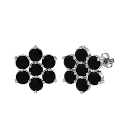 Pansy Çiçek Küpe - Siyah zirkon 925 ayar gümüş küpe #hw5g39