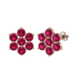 Pansy Çiçek Küpe - Rodolit garnet 8 ayar rose altın küpe #lln2la